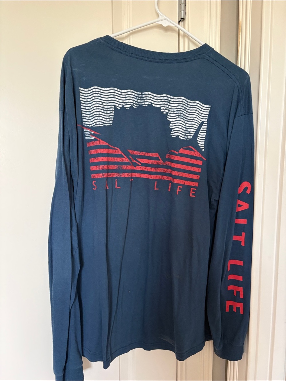 Salt Life Navy Long Sleeve Tee with Red Graphic